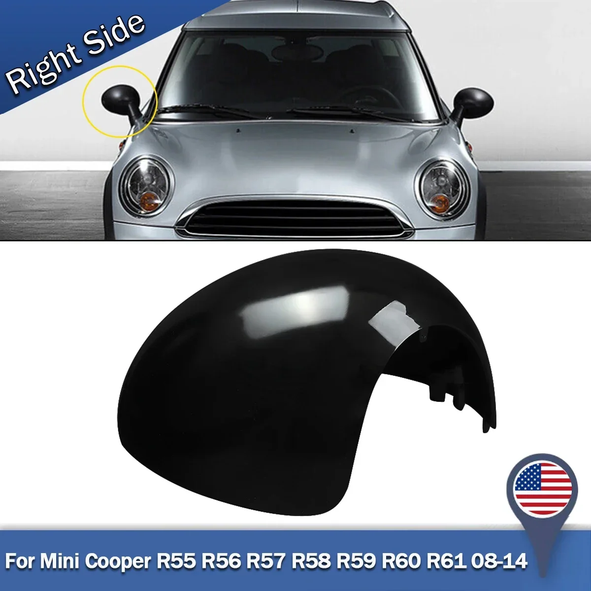 Right Rear Mirror Cover Trim For Mini Cooper R55 R56 R57 R57 R58 Manual Folding