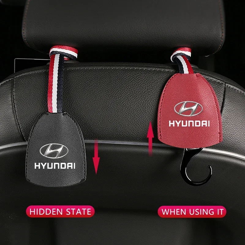 Car Logo Seat Back Hanger Bag Hook Hidden Car Interior Hooks For Hyundai Tucson IX35 I30 I20 Kona Coupe Veloster I40 Getz - view 3
