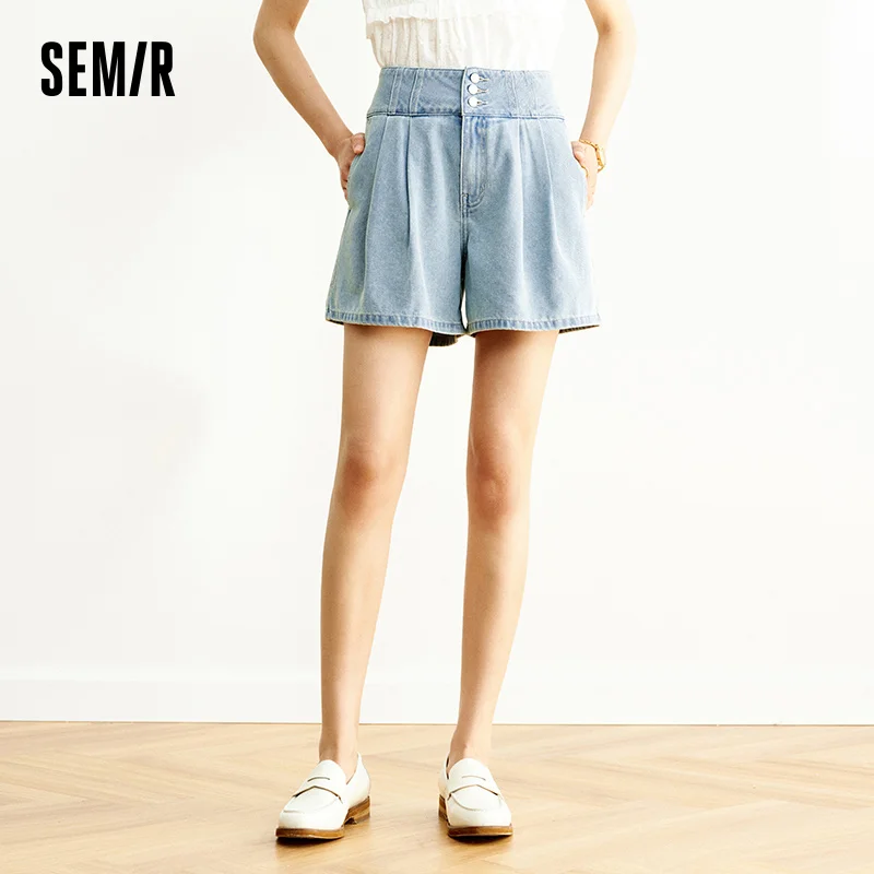 

Semir High Waist Denim Shorts Women Loose Fit 2025 Summer New Cooling A Line Versatile Bottoms for Sweet Cool Look