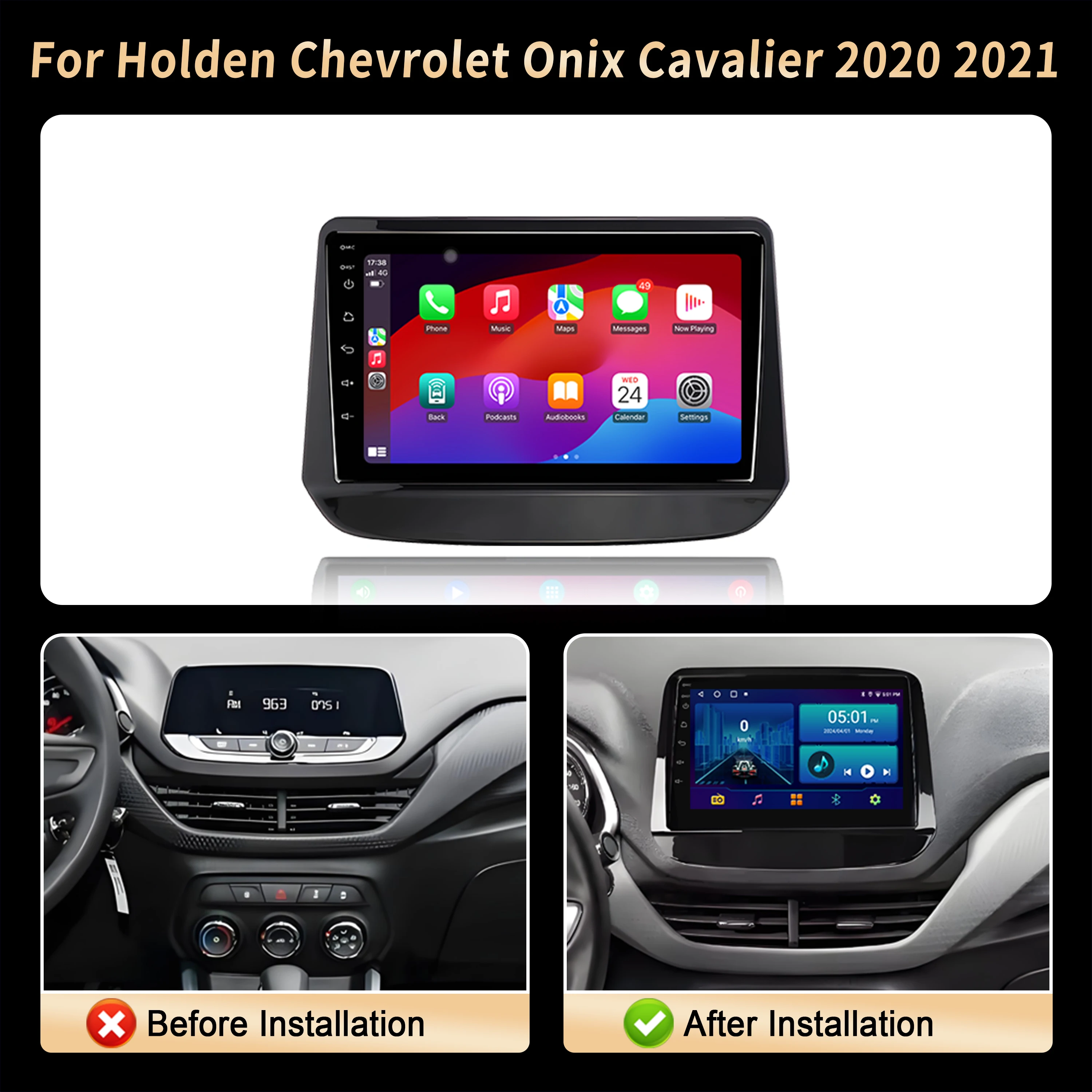 For Holden Chevrolet Onix Cavalier 2020 2021 Car Radio Multimedia Wireless BT Carplay Android 4G GPS CPU 7870 2K QLED Screen