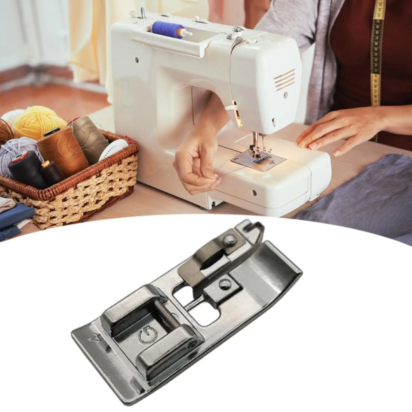 Overlock Presser Foot Stainless Steel Anti Curling Universal Sewing Machine Foot Replacement for Fabric Control