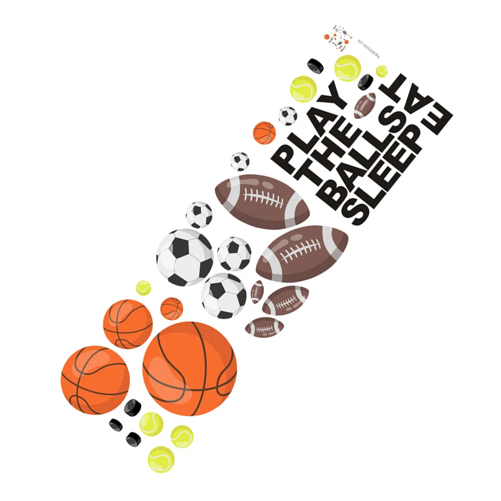 

Sports Ball Wall Sticker PVC Cartoon Design Removable Kids Room Decal Decorative Nursery Playroom Basketball Football Wall