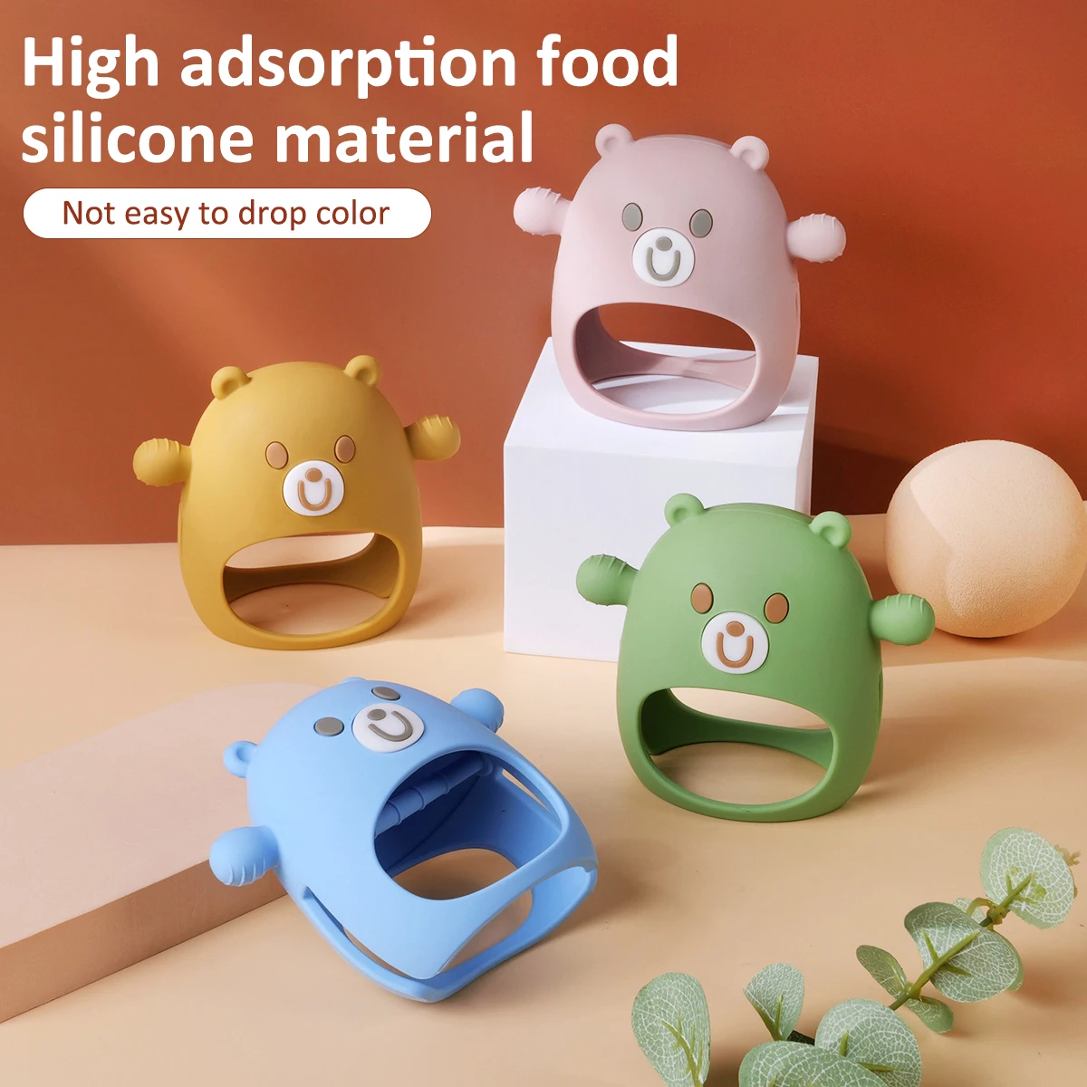 1Pcs Baby Silicone Teethers Cute Bear Food Grade Silicones Rodent Toys Fox Shapes Teething Toys BPA Free Infant Glove Teether