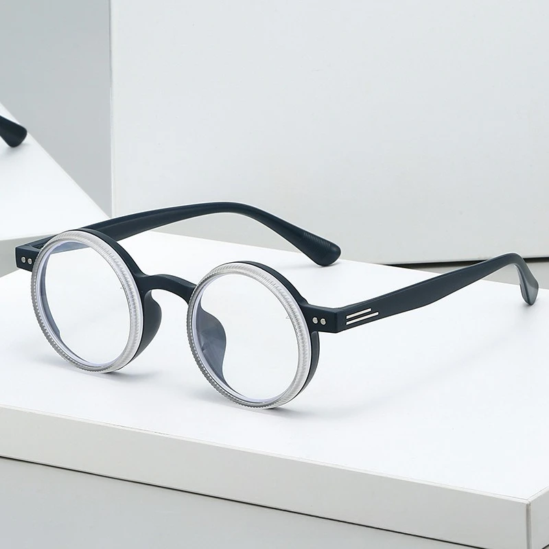 2025 Progressive Multifocal Reading Glasses 360-degree Manual Rotation Adjustable Diopter Anti-blue Light Round Eyeglasses