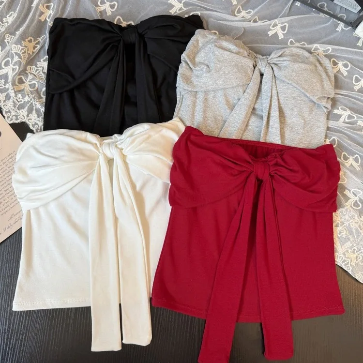 Summer New  Knot Strapl Vest Women Sexy Wrap Chest Inner Sweet And Spicy Girl Top Outer Wear ort Sle