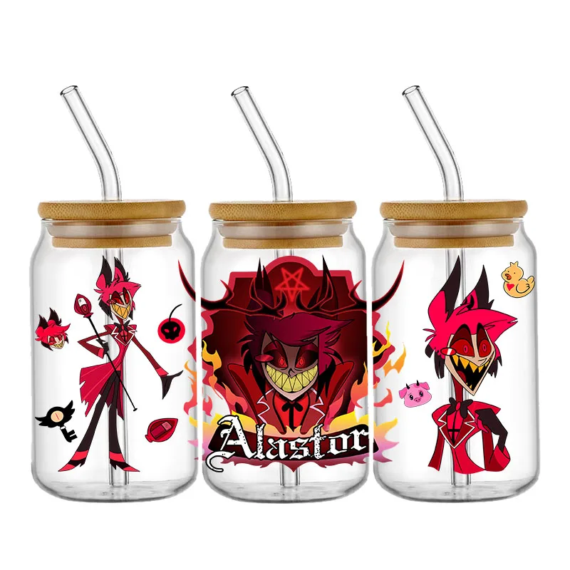 Anime cartoon Hazbin Hotel UV DTF Cup Wrap Transfers Stickers DIY Labels Logo For 16OZ Tumbler Glass Can Selfadhesiv Waterproof