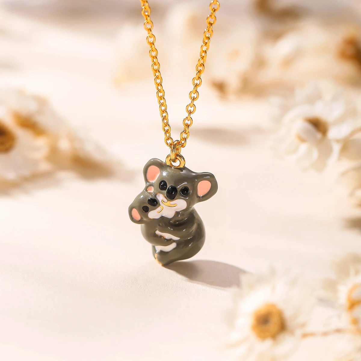

1Pc Fashion Cute Enamel Gray Koala Pendant Necklace for Women Sweet Party Jewelry Keychain Pendant Halloween Xmas Decor Gifts