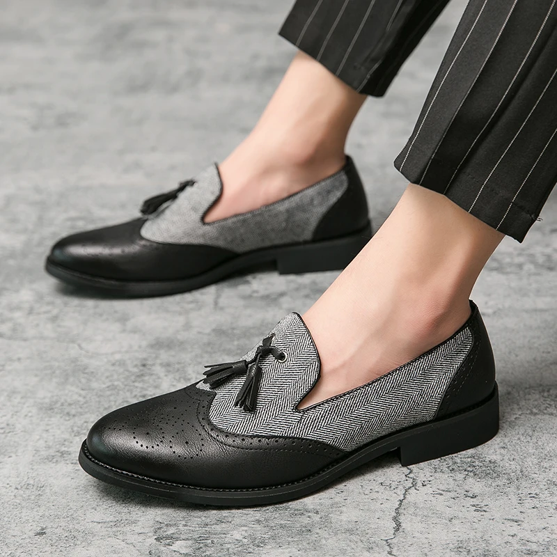 

Men Business Dress Casual Fashion Elegant Formal Shoes Slip-on Evening Dress Loafers Party Tassel Leather Shoes Wedding Shoes
