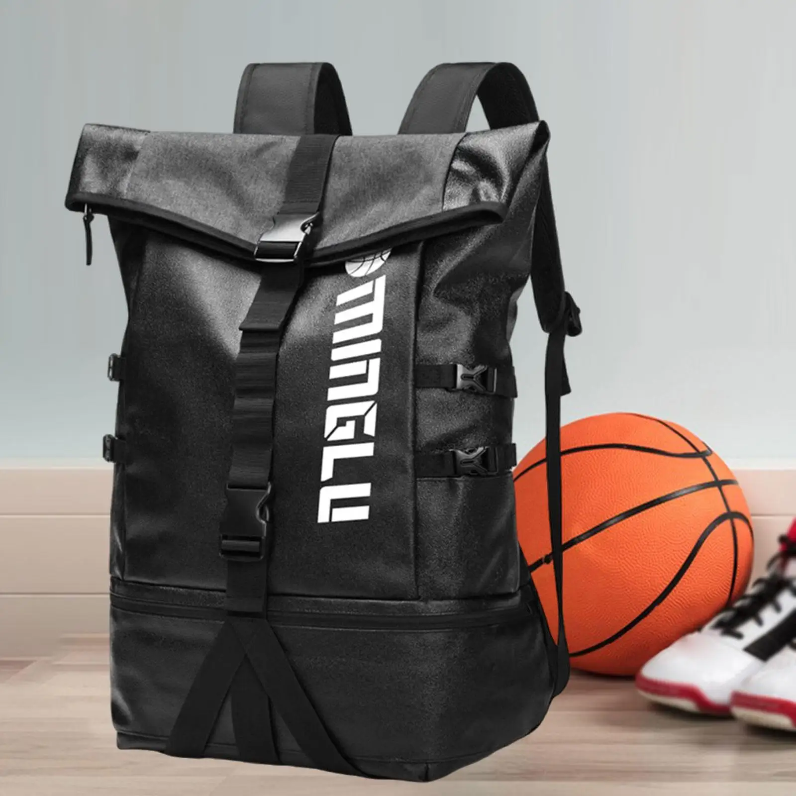 

Basketball Backpack for Men Women Ball Rack Shoe Compartment for Sports Volleyball Training Equipment Rugby Ball Football