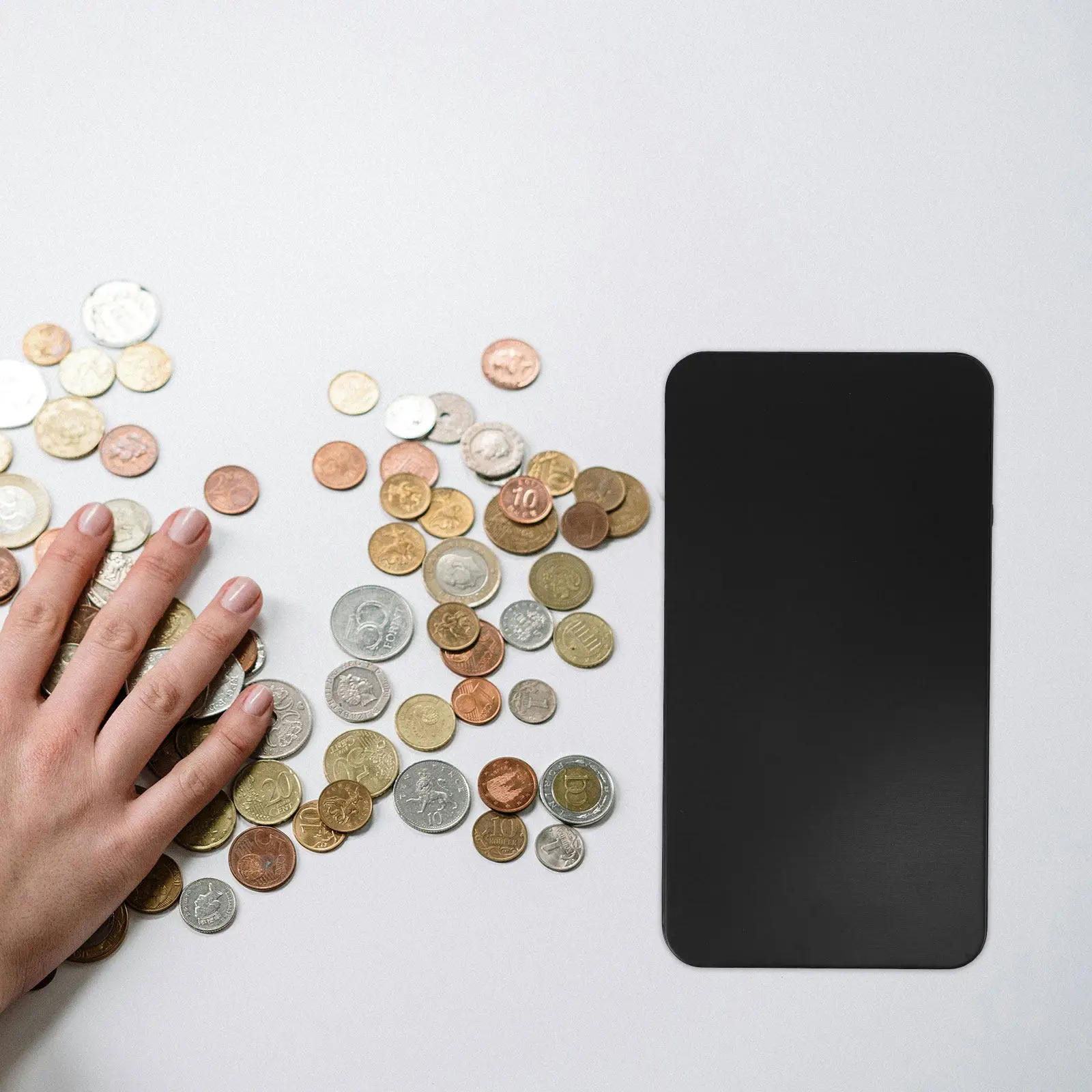 Stylish Black Metal Rectangular Tin Box Portable Money Organizer for Bills Coins Cash Phone Small Items Currency Holder Mini