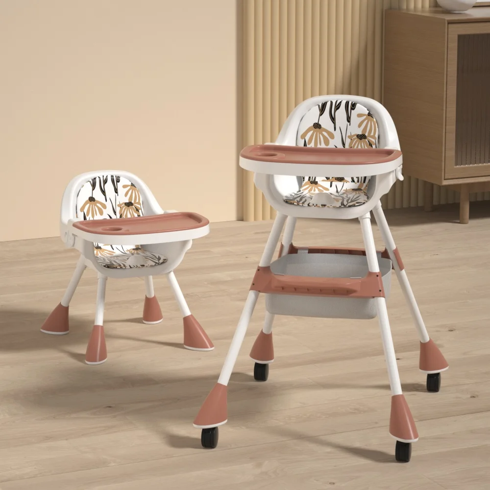 Silla ergonómica plegable, ajustable, convertible, fácil de limpiar, con reposapiés, trona para niños para alimentación