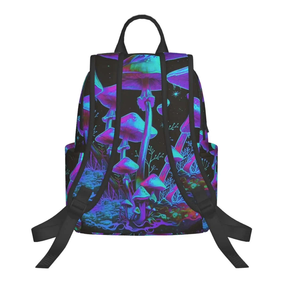 Neon Glowing Magic Mushrooms Student Backpack School Bag Hiking Travel Daypack for Boys Girls Bookbag Shoulder Bags