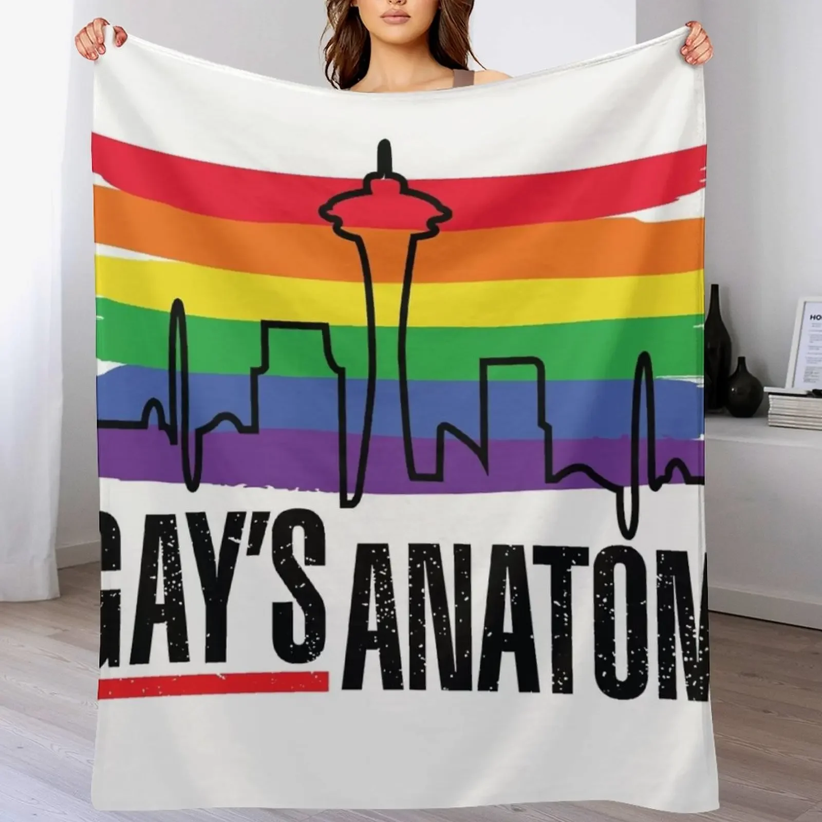 Gay's anatomy logo (Heartbeat skyline) Throw Blanket Warm Accent Blanket for Living Room Decoration