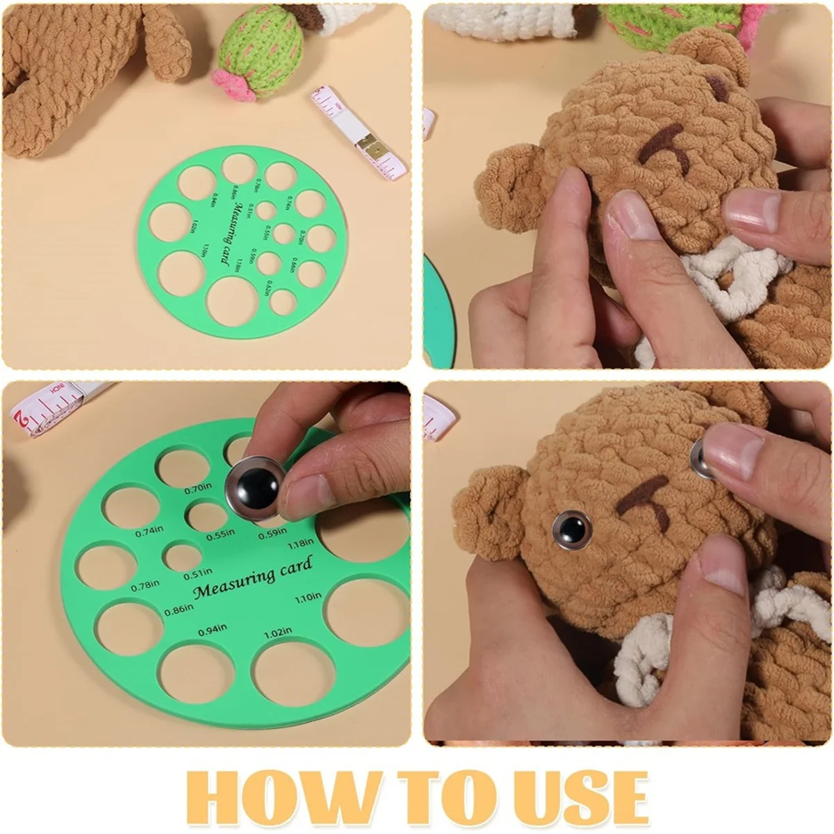 A83Z Round Safety Eye Sizer Tool,10-30mm Diameter Measuring Ruler Safety Eye Ruler for Doll, for Measure Safety-Eyes Size