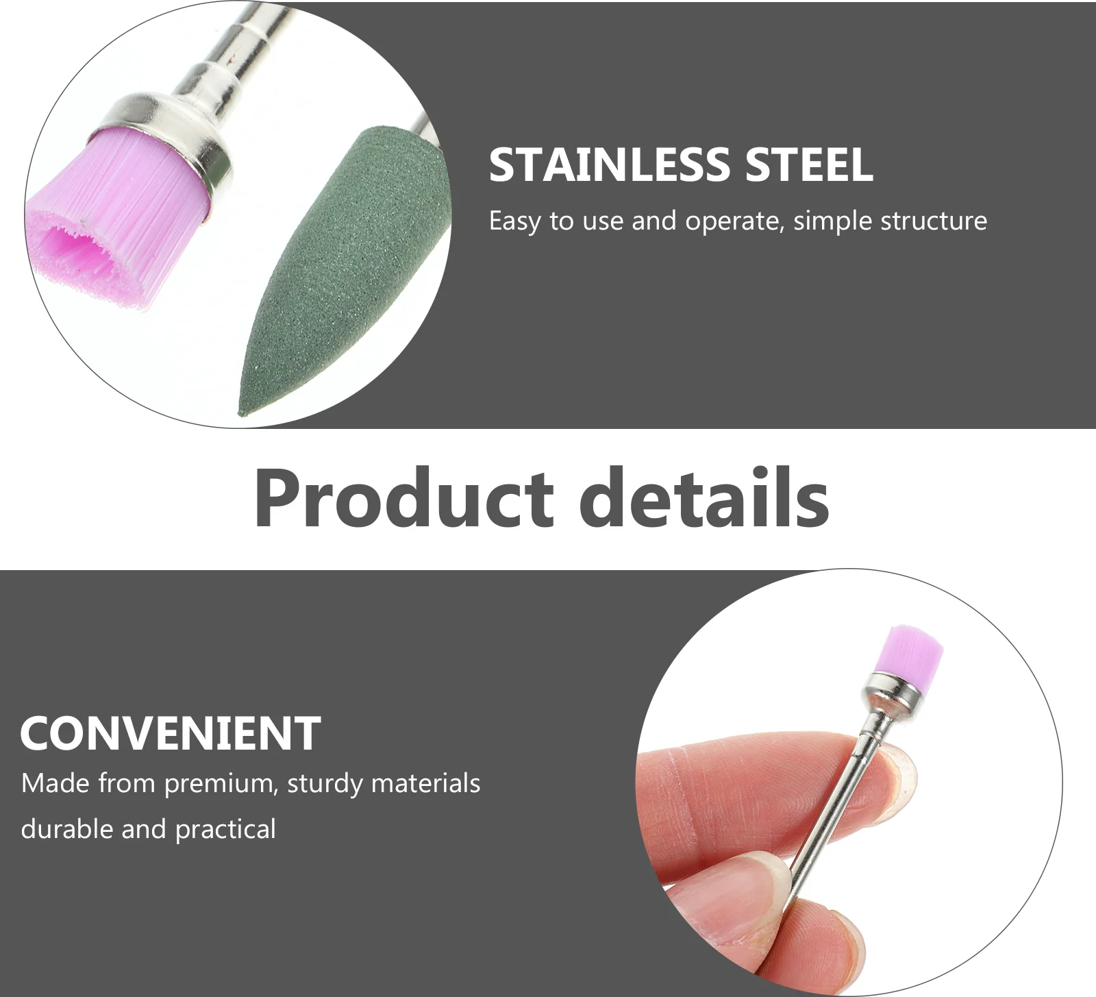 10 Pcs Nail Polisher Kits Manicure Bits Cuticle Drill for Mechanical Remove Gel Stainless Steel