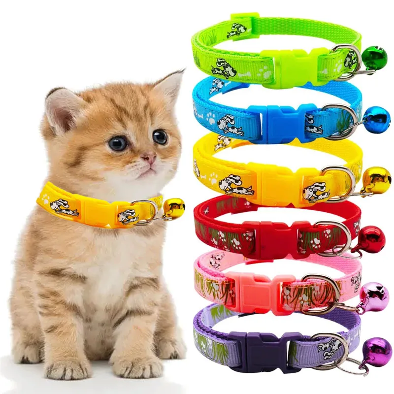 Personalized Cute Cat Collars With Bell Safety Breakaway Cat Dog Collar For Small Dogs Cat Pet Collar Cat Necklace Accessories