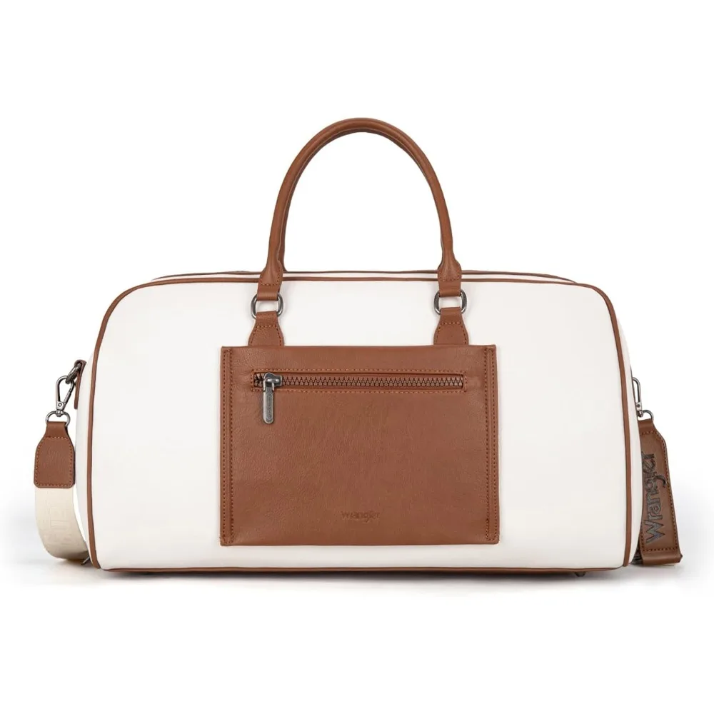 حقيبة كبيرة من القماش الخشن لعطلة نهاية الأسبوع للنساء - حقيبة حمل مصممة بين عشية وضحاها، حقيبة جلدية للرحلات، بيج #3