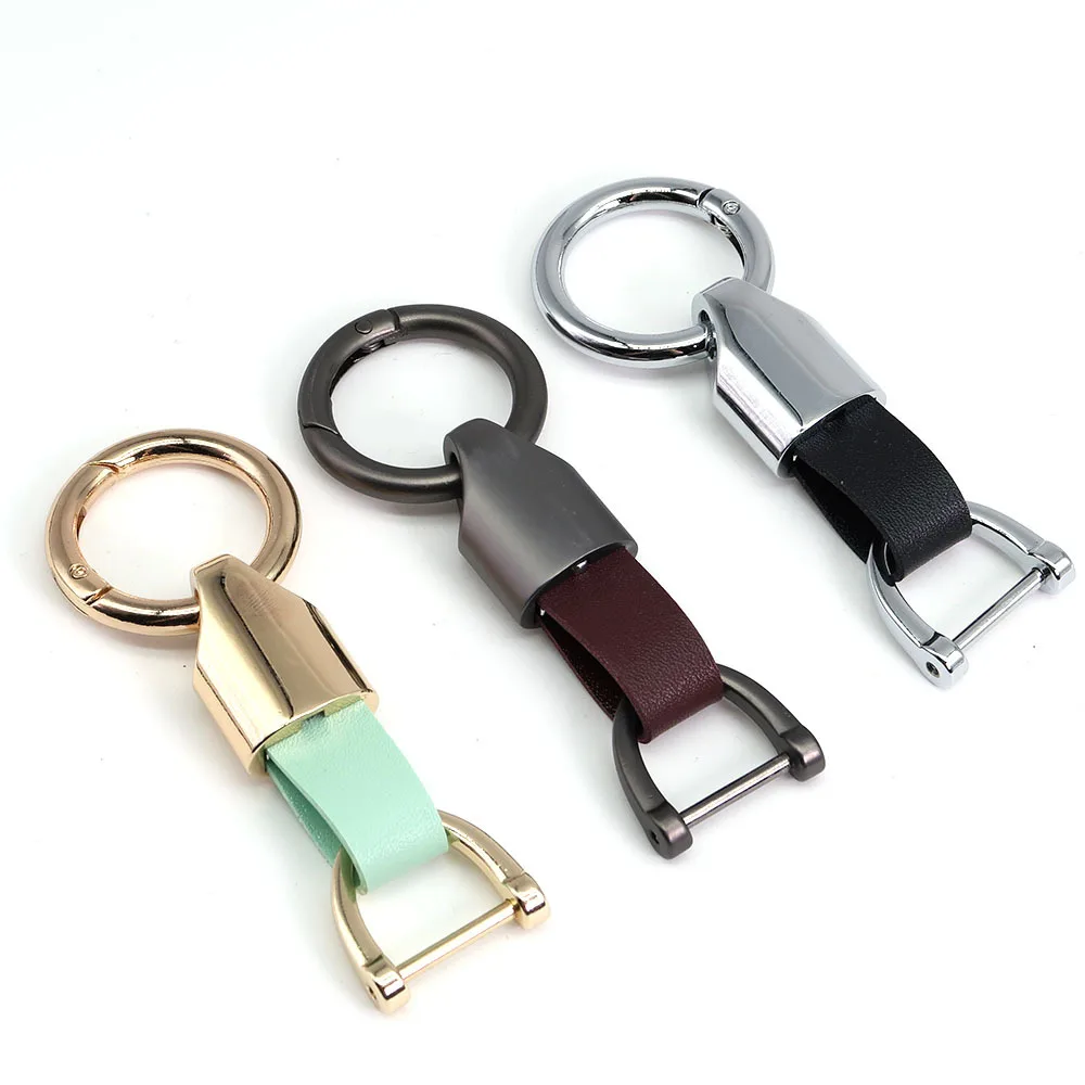 Customized Logo Vintage Leather Metal Keychain Laser Engrave Retro Keyring for Men and Women Personalize Pu Key Chain Ring Gift