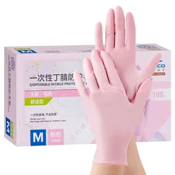 20/50/100PCS Pink Nitrile Gloves Disposable Latex Gloves Powder Free for Household Cleaning Beauty Salon Working Kitchen Gloves