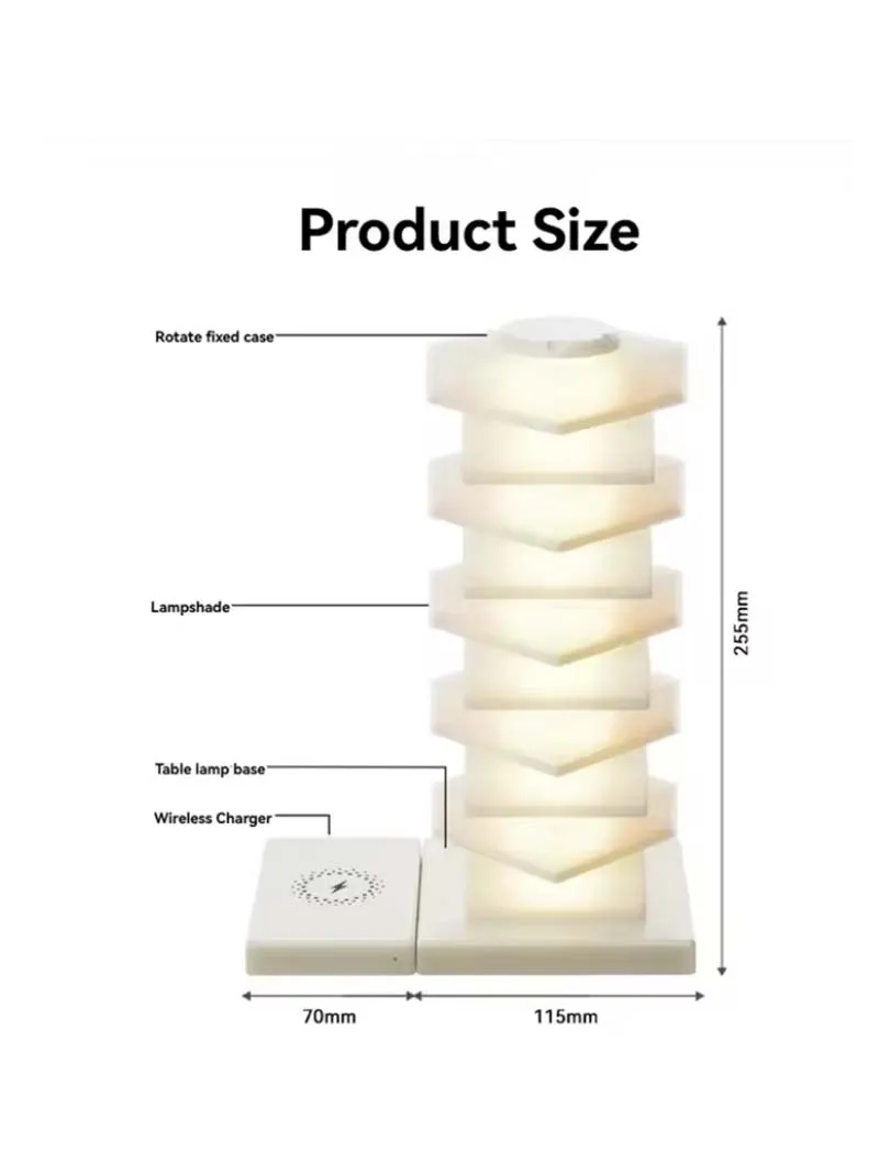 الإضاءة المحيطة الملونة DIY الإبداعية - مصباح الليل هدية الأعمال الذكية مع مصباح مكتبي شحن لاسلكي سريع الهاتف بقدرة 15 وات