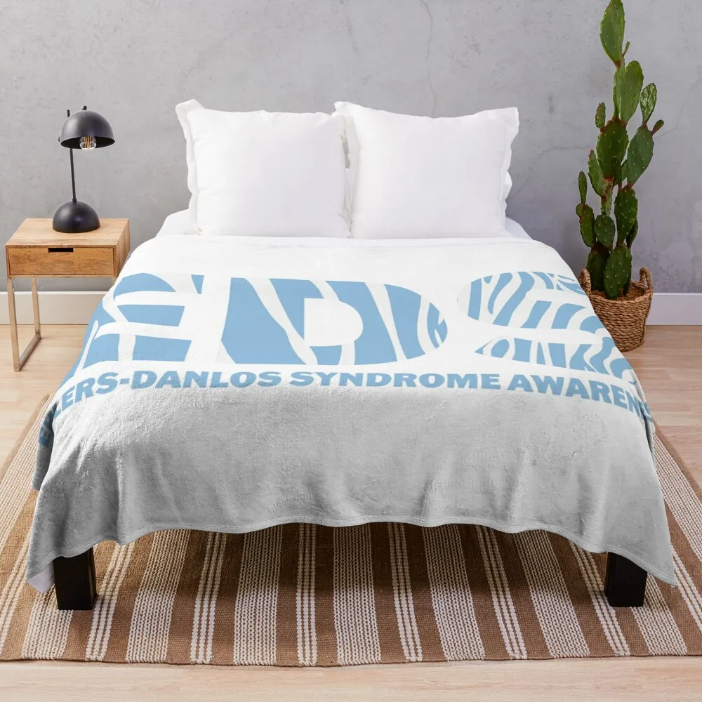 Ehlers-Danlos Syndrome: Awareness Typographic Zebra Blue Throw Blanket cosplay anime Retros Thermal Blankets