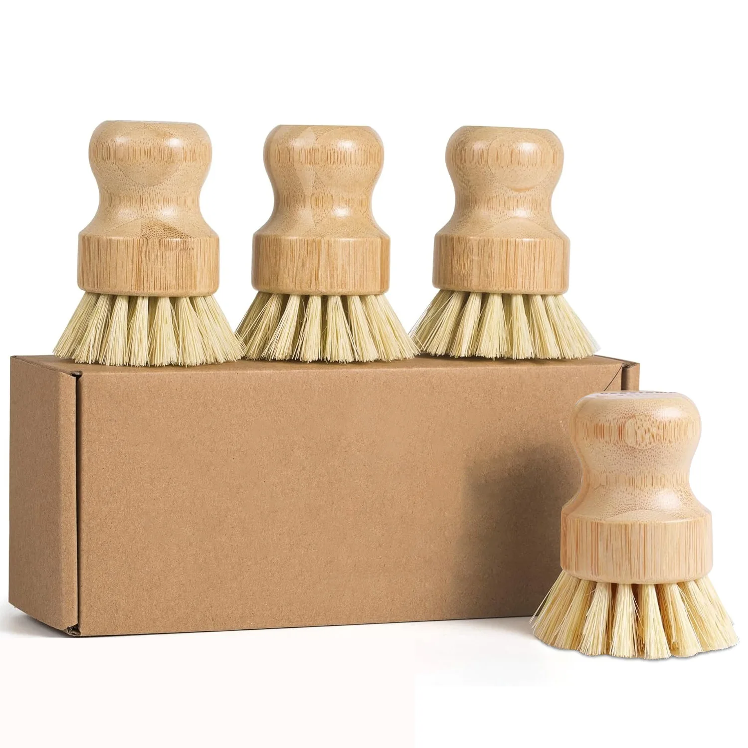 Kitchen Brush - Hard Bristle, Natural Wooden Dish Brush Wood Sustainable & Biodegradable, Kitchen Scrub Brush for Dishes, Pans