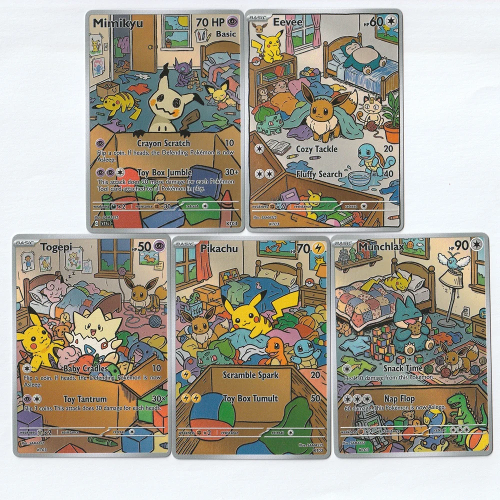 Pokemon-Karten PTCG Illustrations-Karten im seltenen Stil: Togepi, Munchlax, Mimikyu, Eevee Doodle-Karten – Pokemon Geschenk, Spielzeug, Spiel, Hobby-Sammlung