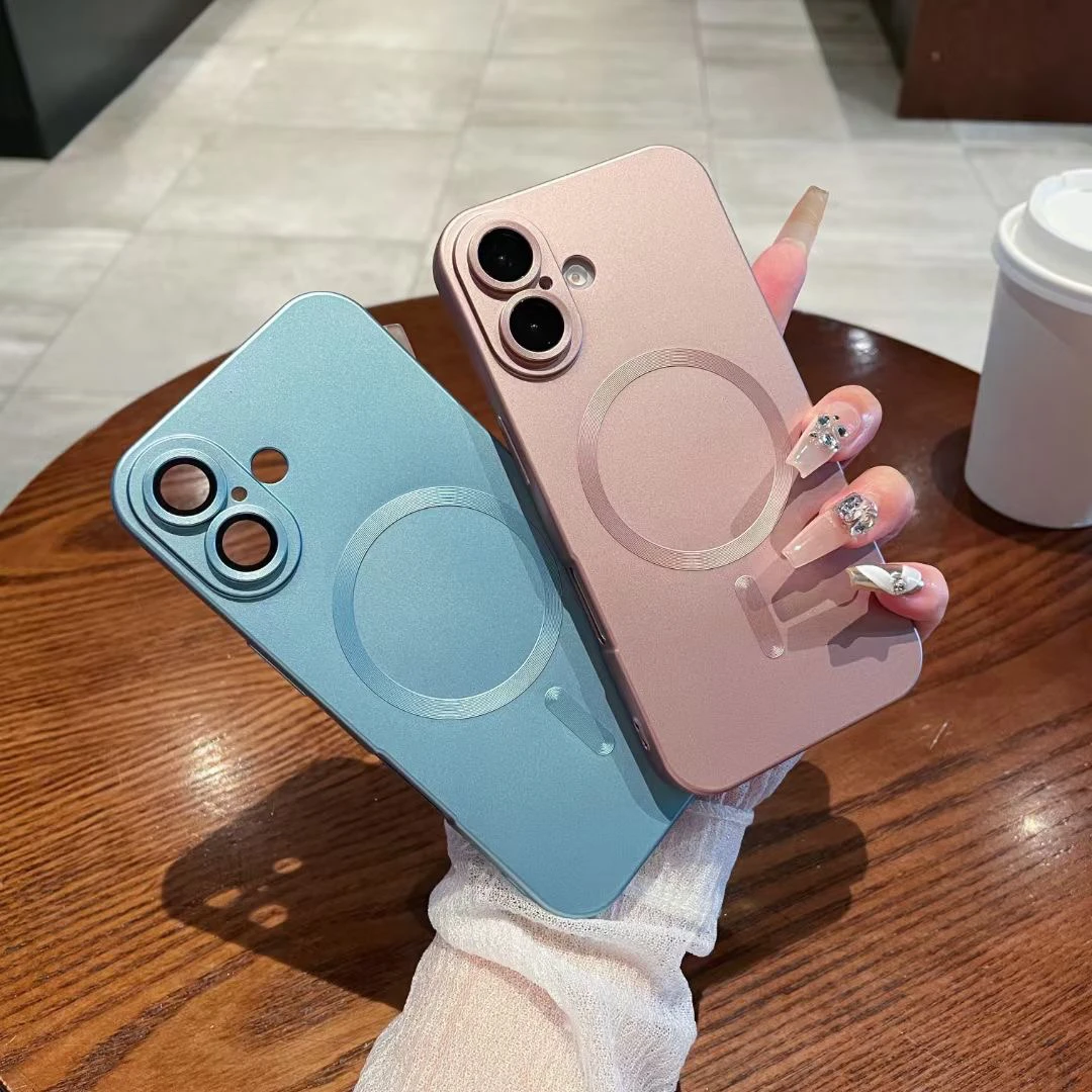 For Magsafe Magnetic Matte Phone Cases For iPhone 16 15 13 12 14 11 Pro Max Plus Wireless Charge Lens Protector Shockproof Cover - náhled 2