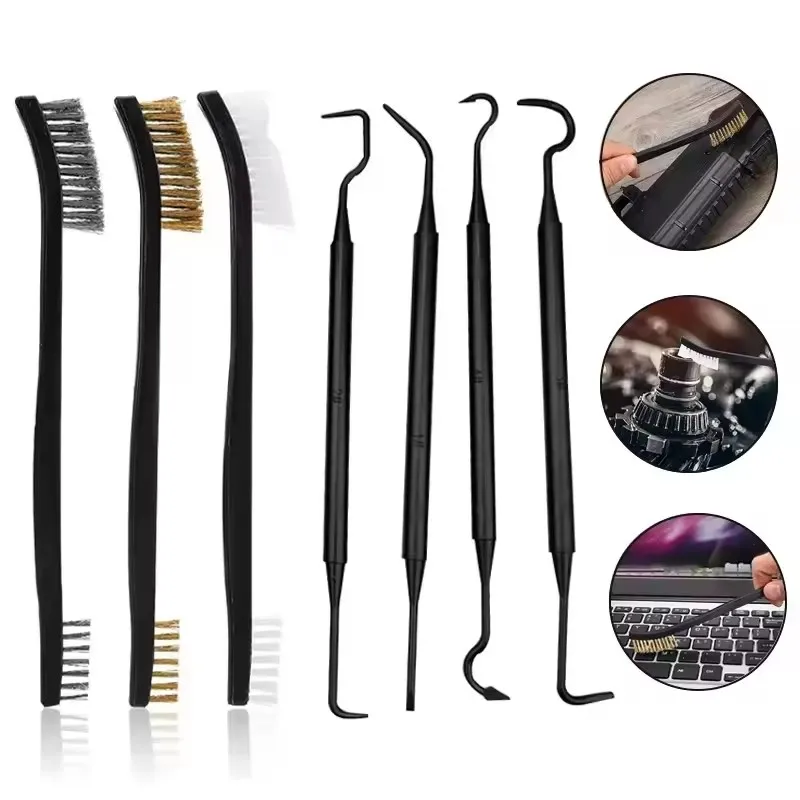 3/4/7pcs Double-End Steel Wire Brush And Nylon Pick Set Universal Tactical Gun Cleaning Kit for Hunting Rifles