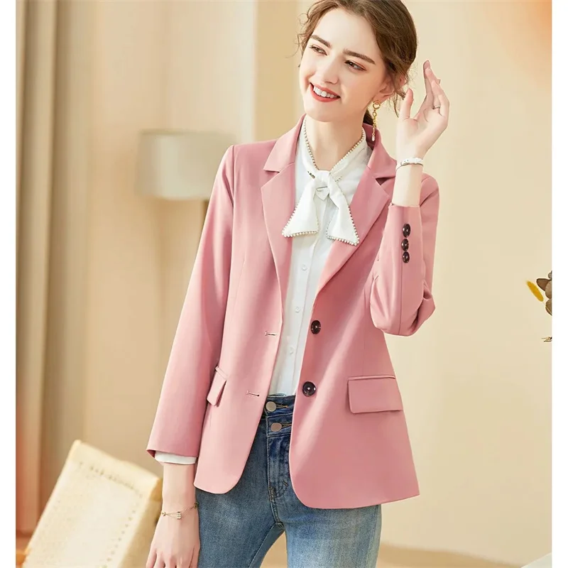 

Pink Blzer 2023 New Beige Spring and Autumn Korean Everything With Loose Temperament Female Coat Ladies High-grade Suit Jacket