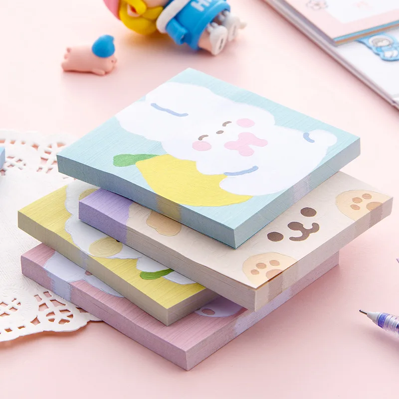 School Student Ins Cartoon Animal Oil Painting, Sticky Note, Good-looking Note Paper Memo Pad Sticky Notes Stationery Kawaii