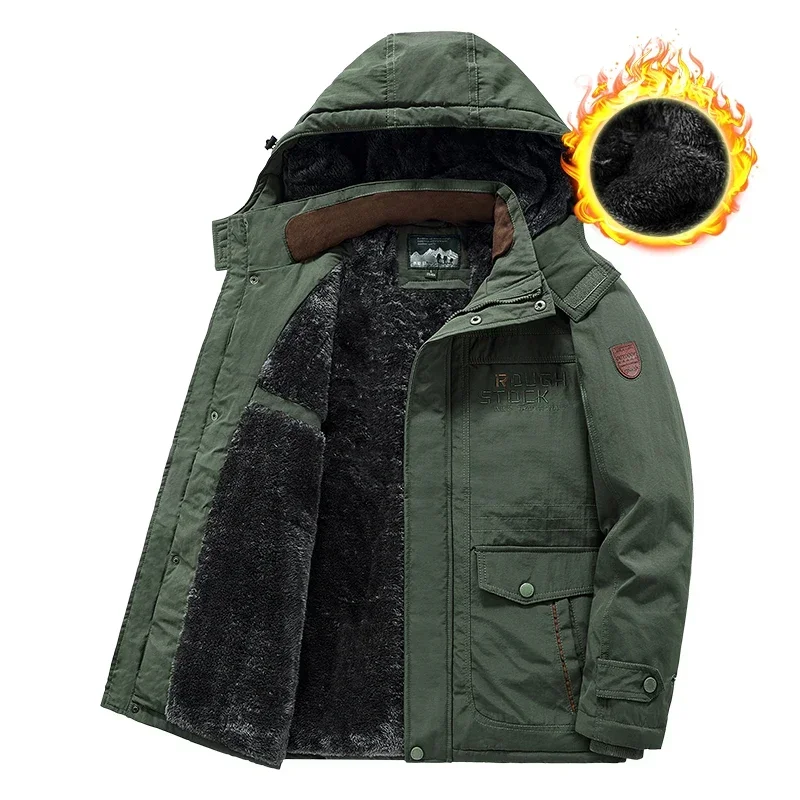 Winter Thicken Warm Men's Winter Jackets Casual Zipper Up Fleece Lining Jacket Windproof Thermal Parka Coat Outwear Clothing