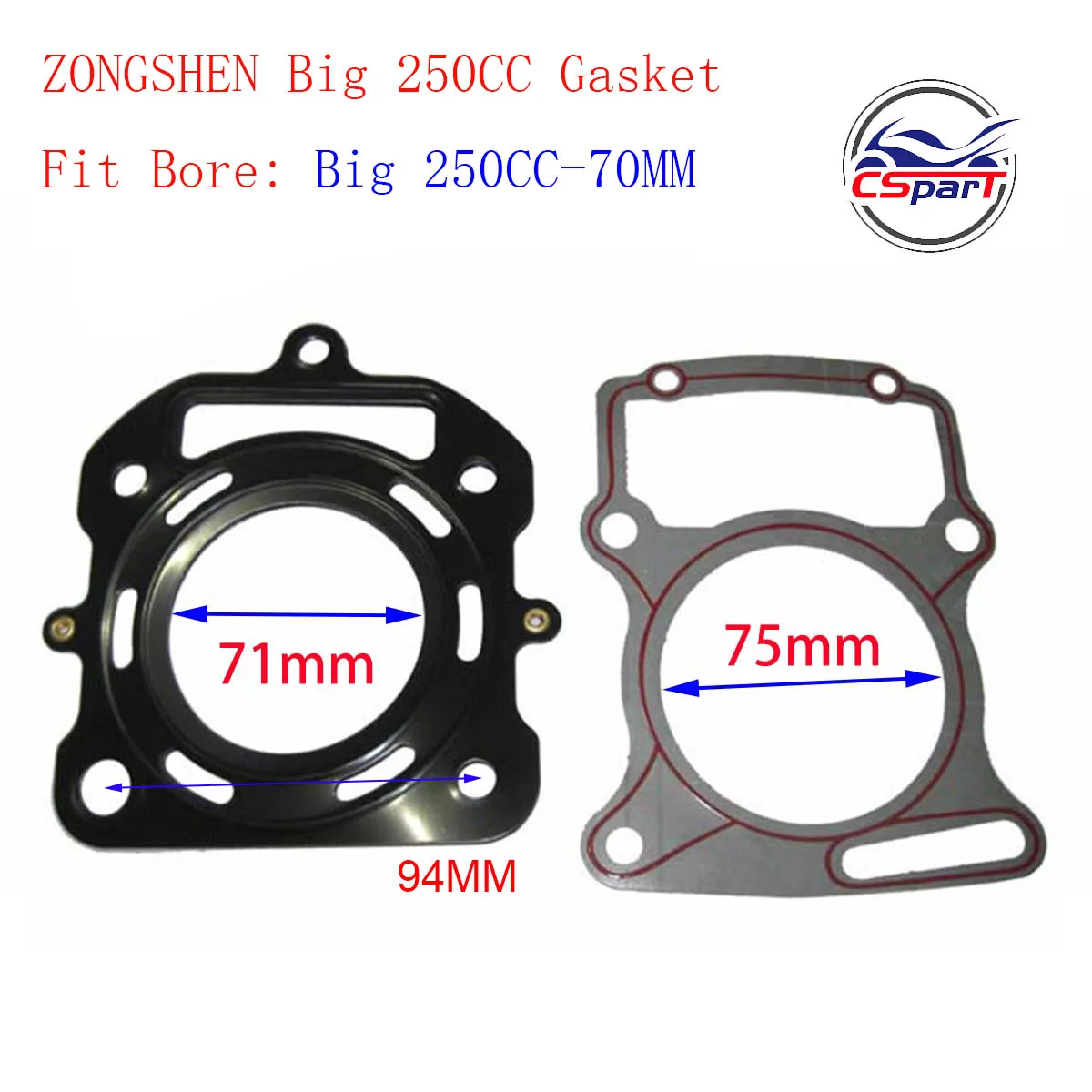 63.5mm 67mm 70mm Cylinder Gasket Kit water cooled 200CC 250CC 300CC Zongshen Shineray Bashan Taotao  Dirt  Pit Bike ATV Quad