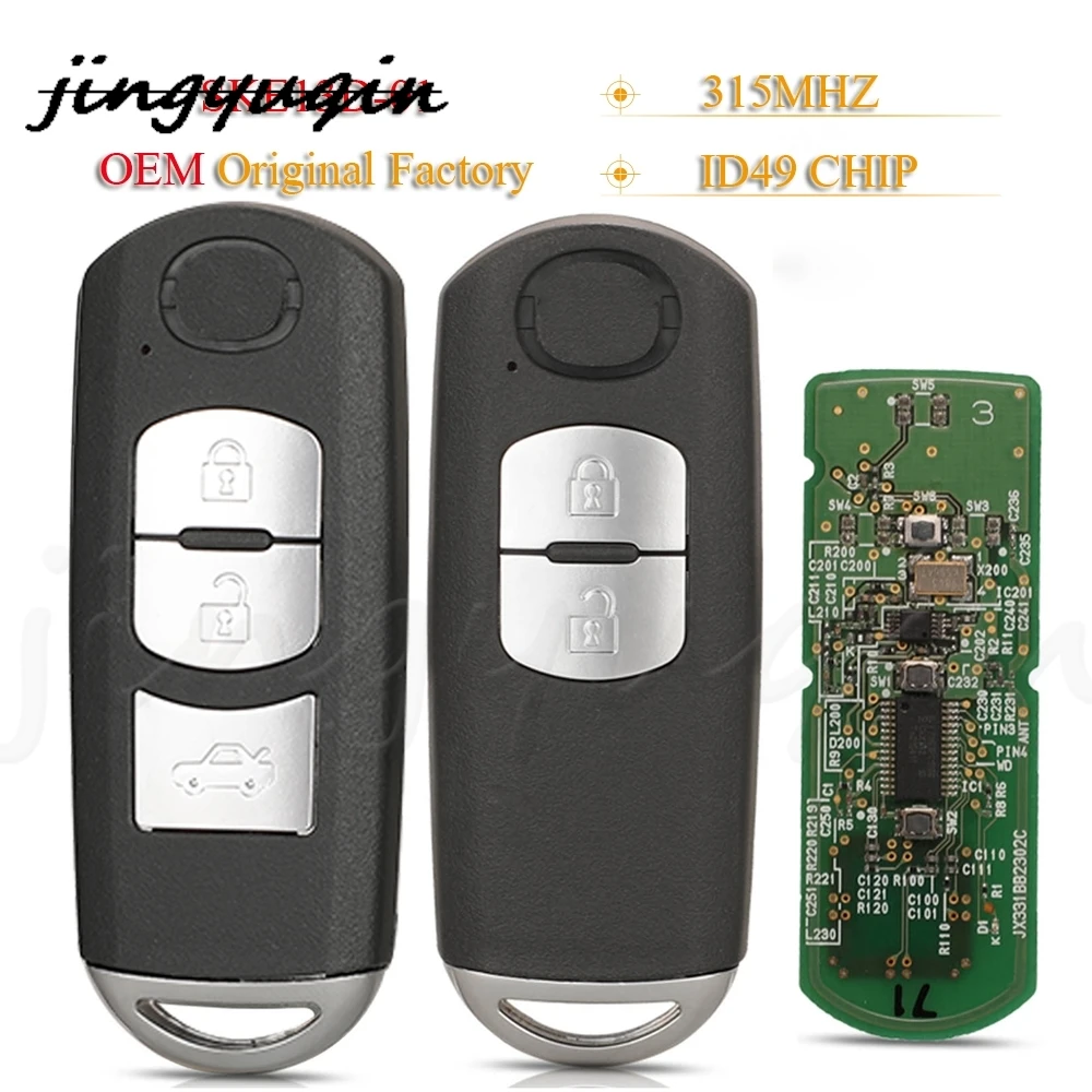 

jingyuqin 2/3 Buttons Smart Remote Car Key Fob 315Mhz ID49 For Mazda 3 CX-5 2/3 Button Model P/N: 662F-SKE13D01 SUV SKE13D-01