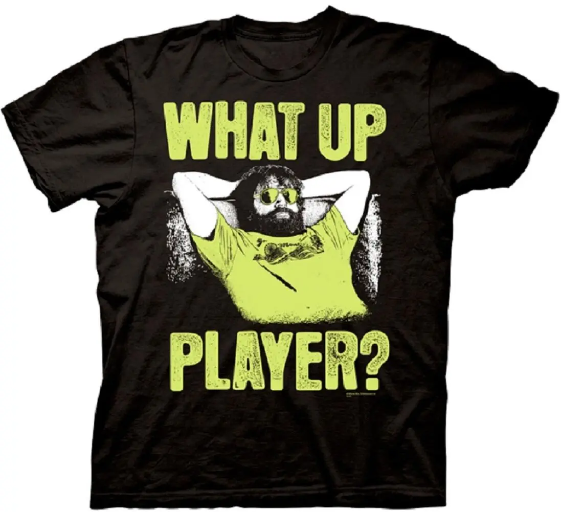 

Official The Hangover What Up Player T-Shirt -Comedy Movie Bradley Cooper Zach G