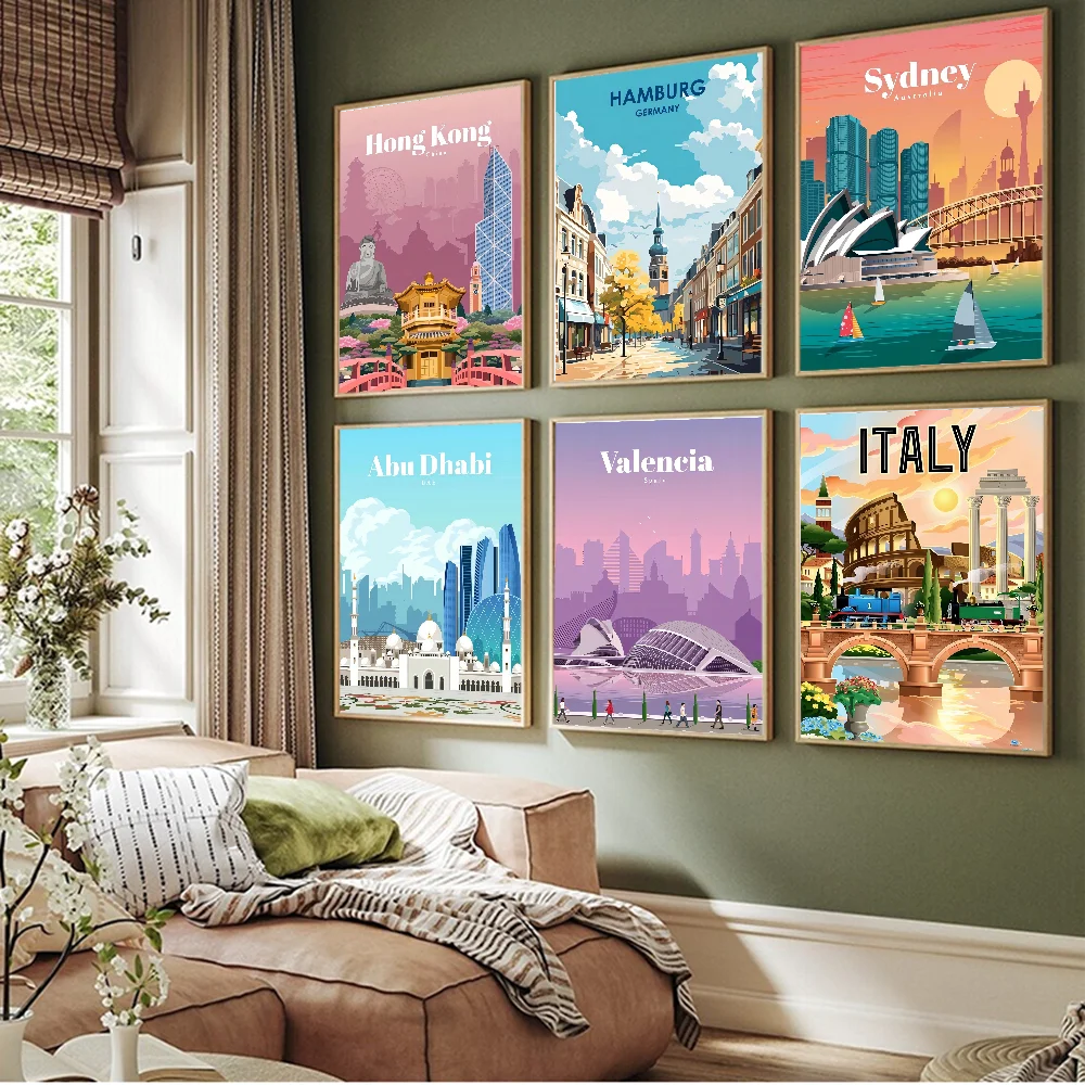 Shanghai Vietnam Madrid DIY Sticky Poster Whitepaper Prints Posters Artwork Nordic Home Decor