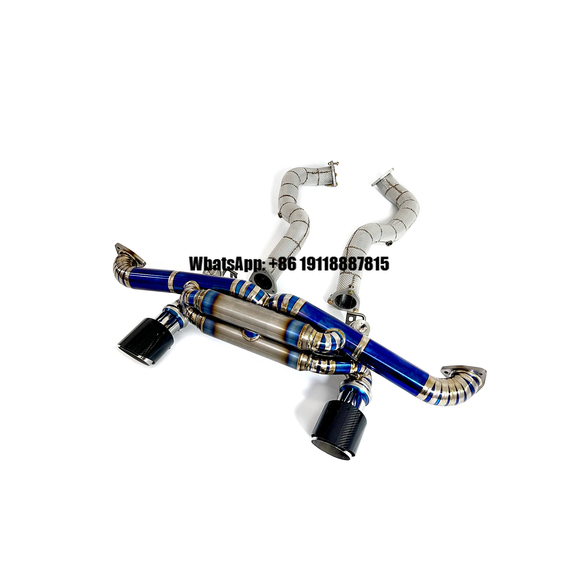 ING Titanium Muffler Exhaust Car System Full Set for Porsche 718 GT4 RS 4.0L With Valve High Performance Auto Turning Pipe Parts