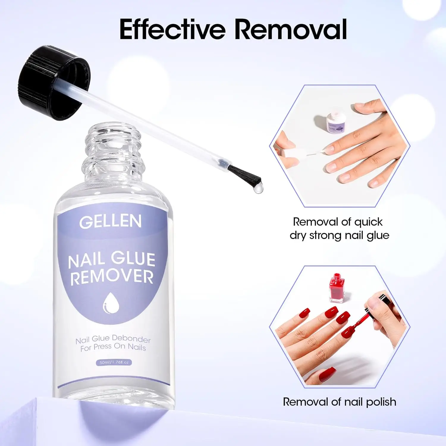 젤렌 네일 글루 리무버 프레스온 네일용 50ml 빠른 건조 강력 접착제 젤 폴리쉬 네일 용품 매력 도구 키트