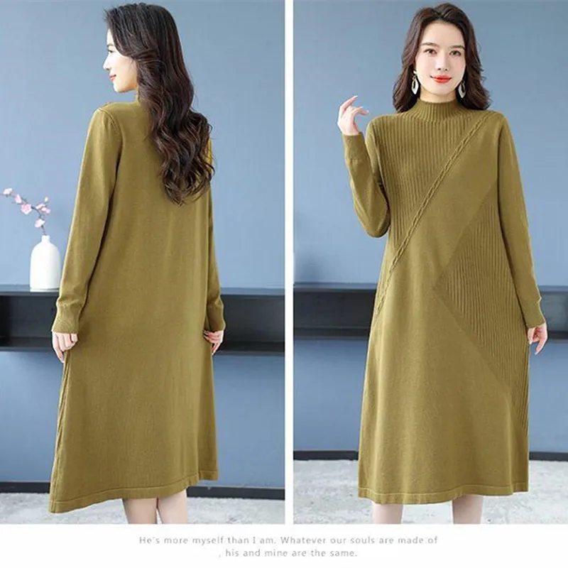 2026 New Pulls Femmes Turtleneck Warm Winter Clothes Woman Long Sleeve Knitwear Sweater Dress Big Size Woolen Pullover Jumper