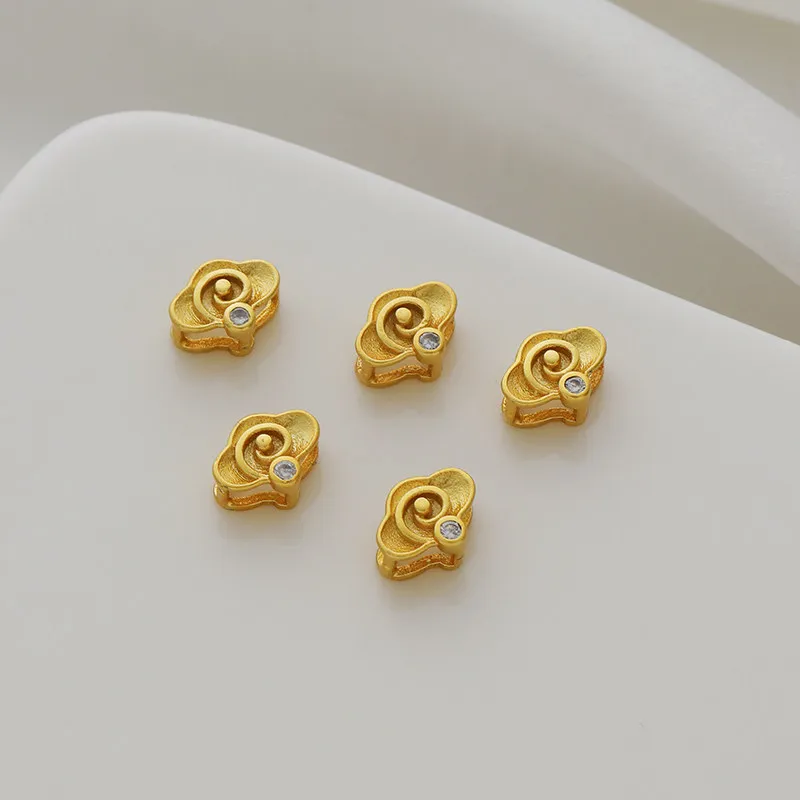 18K Matte Vintage Gold Plated 3D CZ Cloud Charms 7*9mm DIY Necklace Jewelry Findings