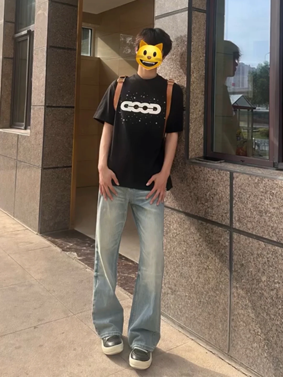 

Retro Washed Men's Bell Bottom Jeans Cleanfit Rise Knife Straight Leg Casual Wear Youth Trend Water Resistant Wear Resistant