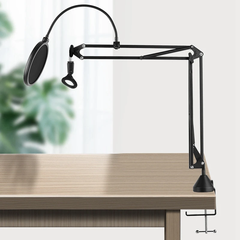 معدن الجدول تصاعد المشبك ل ميكروفون ، قوس ناتئ ، تعليق بوم مقص الذراع حامل حامل ، جديد ، 2X