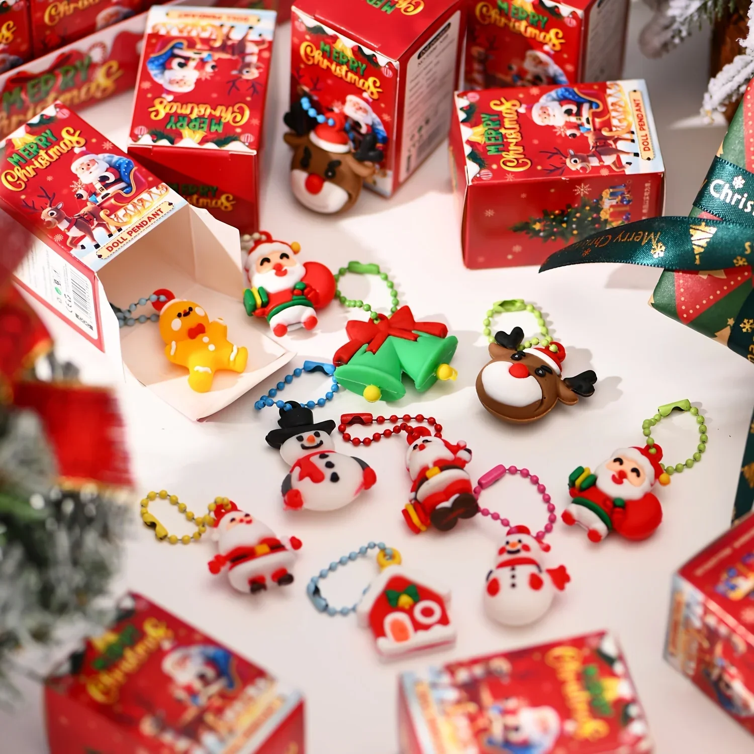 

24pcs Christmas themed party key ring gift pack surprise box, suitable as Christmas gift party gift, Best for Christmas