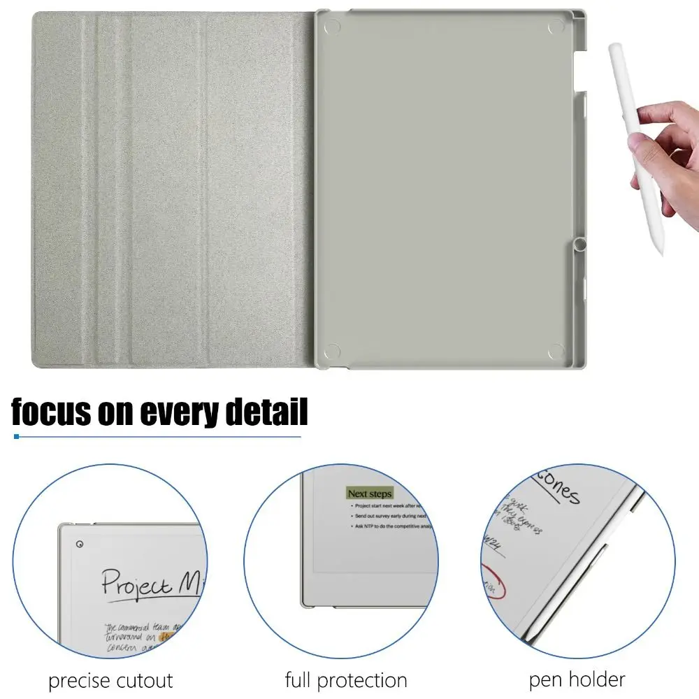 11.8 inch E-Reader Case Auto Wake/Sleep Acrylic Smart Cover Clear Back Leather for reMarkable Paper Pro 2024 11.8inch