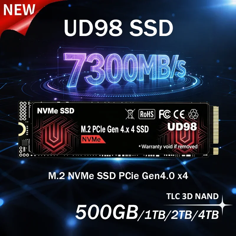 UD98 NVMe SSD PCIe Gen4.0 X4 M.2 2280 TLC 3D NAND Internal Solid State Drive 500GB 1TB 2TB 4TB Desktop PC Gaming