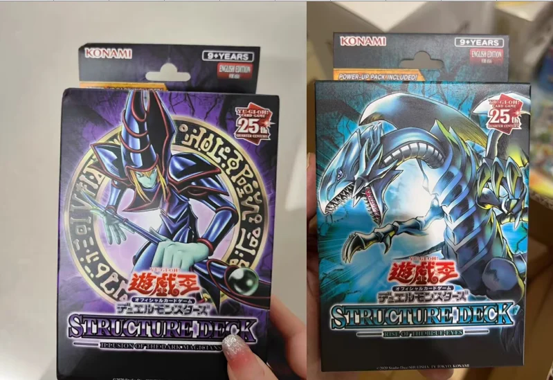 2 Peças Yugioh KONAMI Duel Monsters Structure Deck Dark Magician Blue Eyes White Dragon Coleção Asiática em Inglês Caixa de Booster Lacrada