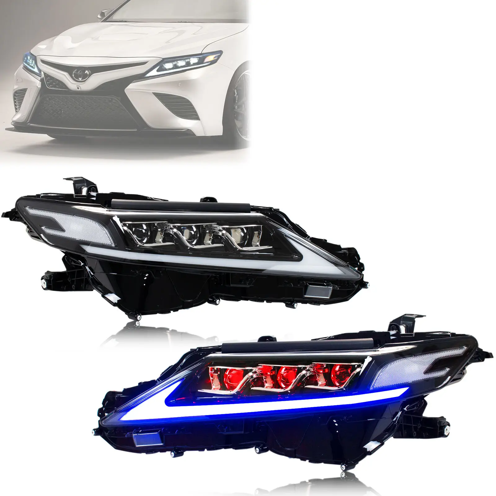 

LED Headlights for Toyota Camry 2018-2023 SE XSE LE XLE Sequential Turn Signal Animation DRL Front Lamp Custom Replacement