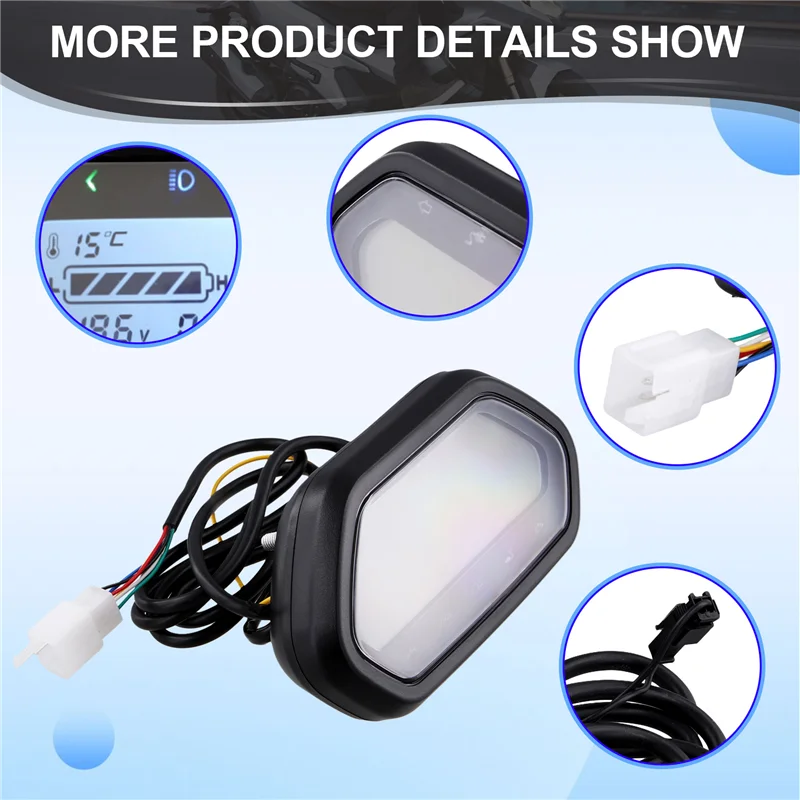

AEA7-48V 60V 72V Electric Motorcycle Digital LCD Odometer Speedometer Tachometer