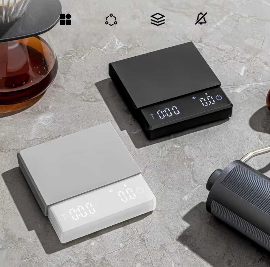 Mini Electronic Coffee Scale Smart Powder Water Ratio USB Silicone Pad High Quality Precision Professional Kitchen Coffee Tools