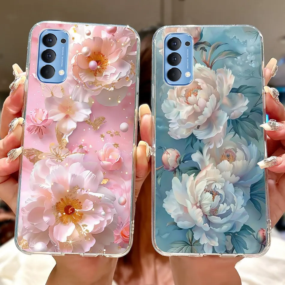 حافظة لهاتف OPPO Reno4 4Pro 4G أنيقة على شكل فراشة مزهّرة لهاتف oppo Reno4 Pro Reno 4 4G CPH2113 CPH2109 حافظة من السيليكون الناعم من البولي يوريثان